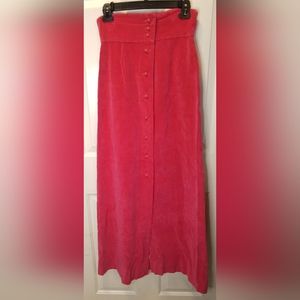Vintage Women's Pink Velvet/Velour Button Down Skirt. One of a kind!  Handmade